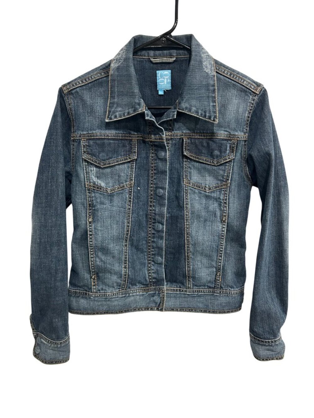 Co-Op Barneys New York Distressed Denim Button Front Jacket Size M Indie